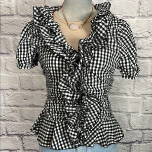 D Studio frilly Y2K gingham blouse